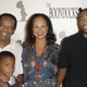 John Witherspoon, wife Angela, son John David and (in front) son Alexander attend the Los Angeles Launch Party For The TV Series “The Boondocks” on November 1, 2005 in Hollywood, California.